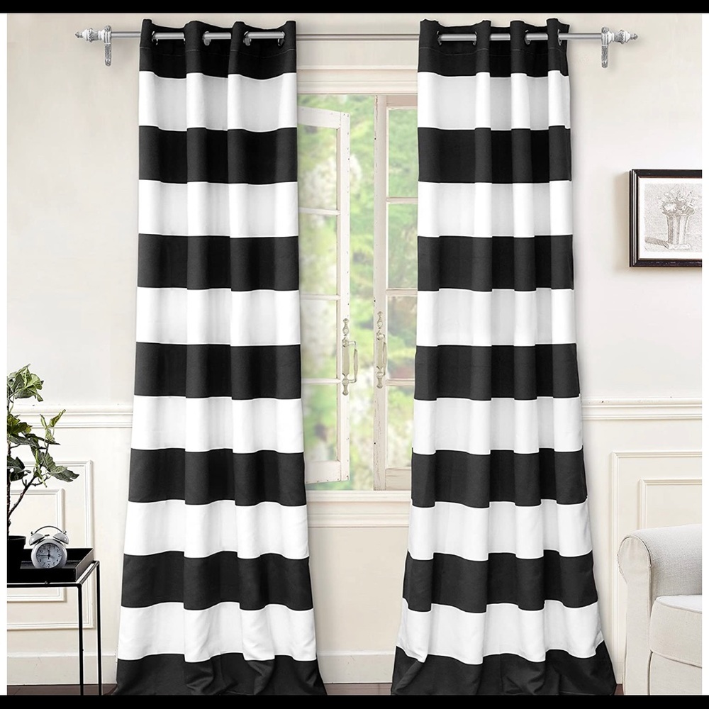Black & White Striped Curtain Panel (52” x 96”)